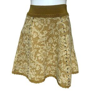 Anthropologie MOTH Sweater Mini Skirt / Hoop Skater Knit Yellow Small
